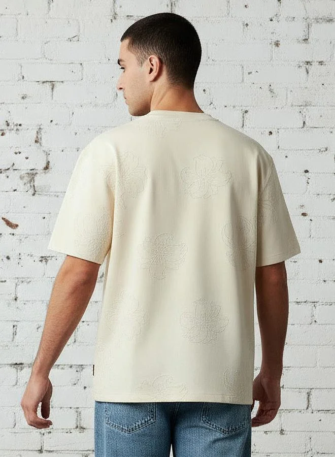 Lee Cooper  Lee Cooper Men Regular Fit Crew Neck Short Sleeves Textured T-shirt for Men | Best Price UAE