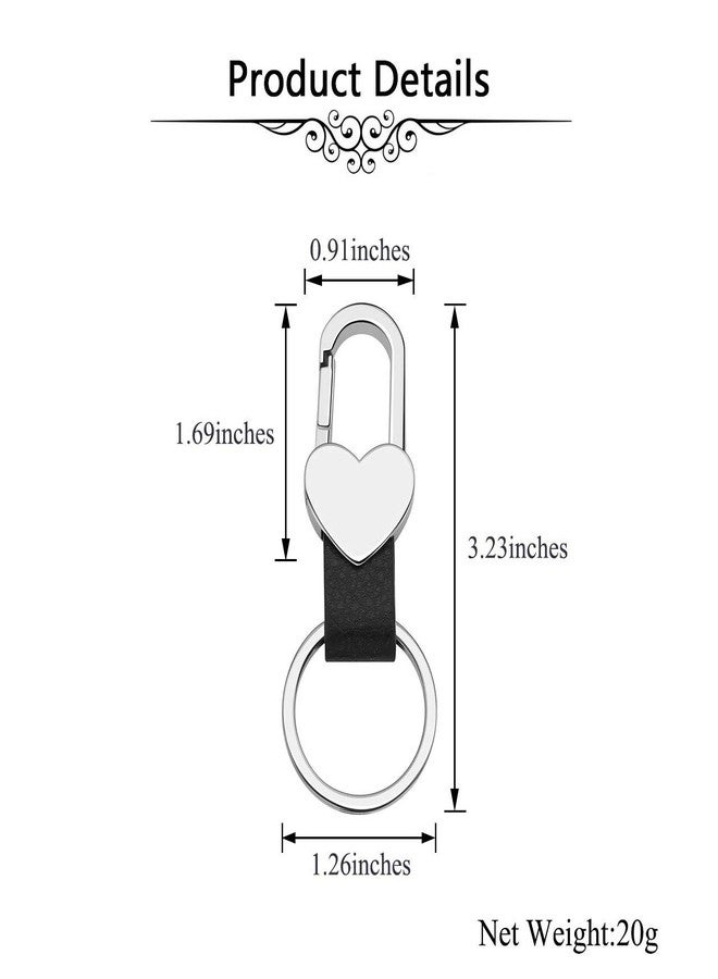 PESOENTH Men Leather Keyring Heart Car Key Chain Ring Bag Charms Black Leather Car Smart Keychain Women Cute Clip on Belt Loops Pants Buckle for Women - Image 5
