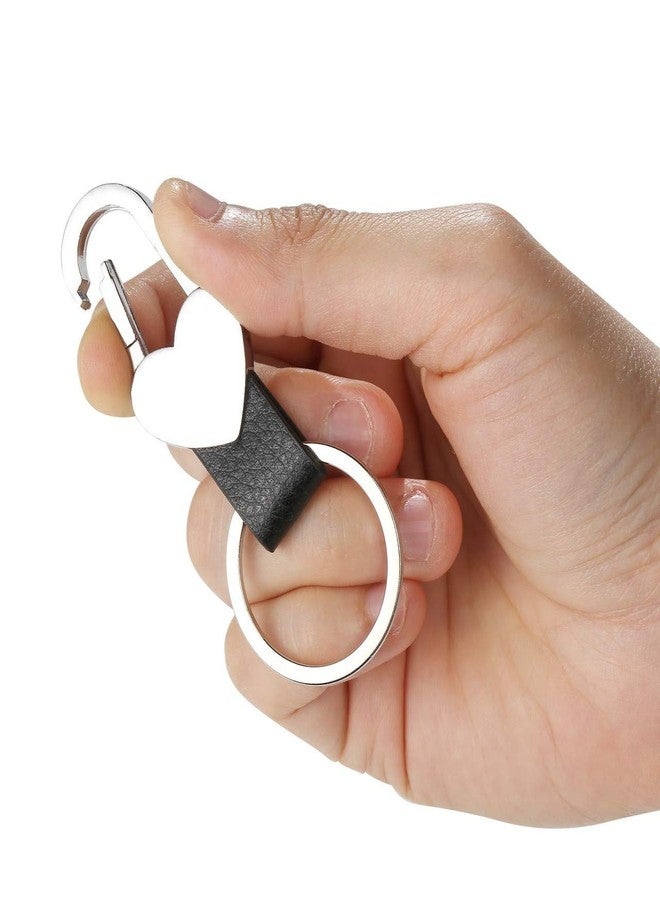 PESOENTH Men Leather Keyring Heart Car Key Chain Ring Bag Charms Black Leather Car Smart Keychain Women Cute Clip on Belt Loops Pants Buckle for Women - Image 3