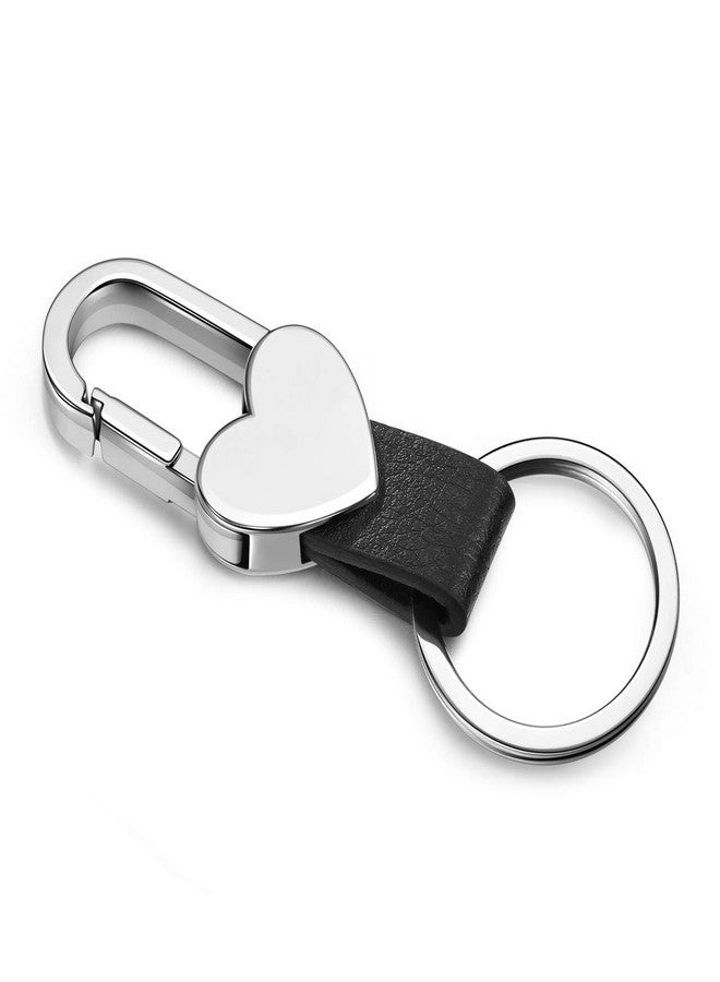 PESOENTH Men Leather Keyring Heart Car Key Chain Ring Bag Charms Black Leather Car Smart Keychain Women Cute Clip on Belt Loops Pants Buckle for Women - Image 1