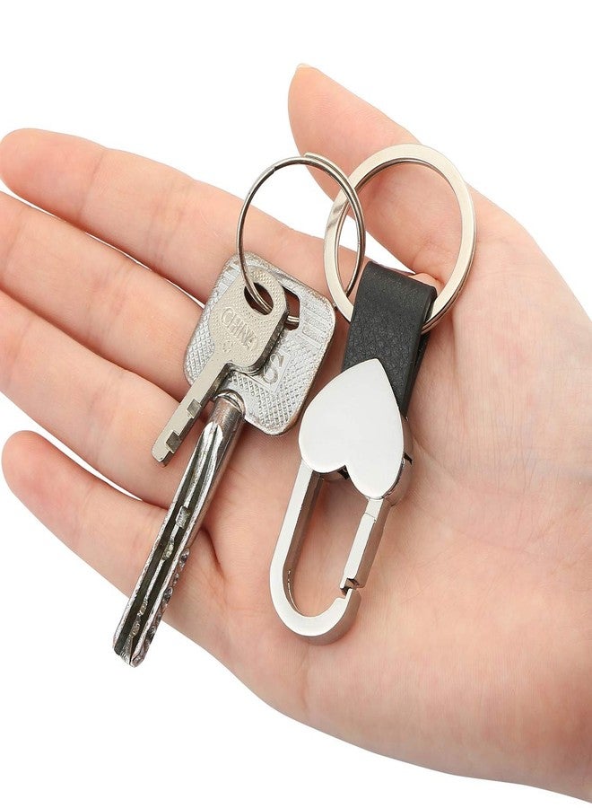 PESOENTH Men Leather Keyring Heart Car Key Chain Ring Bag Charms Black Leather Car Smart Keychain Women Cute Clip on Belt Loops Pants Buckle for Women - Image 4