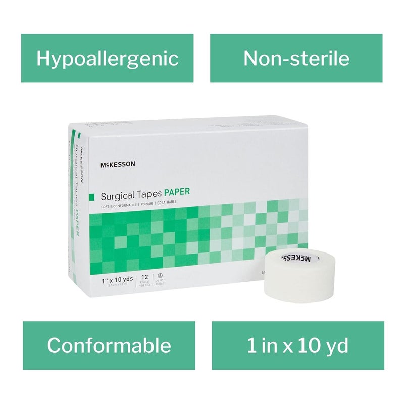 McKesson Surgical Tape NonSterile Air Permeable Paper 1 in x 10 yd 144 Count - Image 4