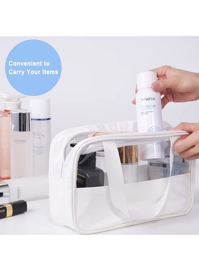 Trendegic Multipurpose Clear PVC Travel Cosmetic Bag Toiletry Makeup Organizer Carry Bag Pouch for Women Girls (White 2PC) - Image 3