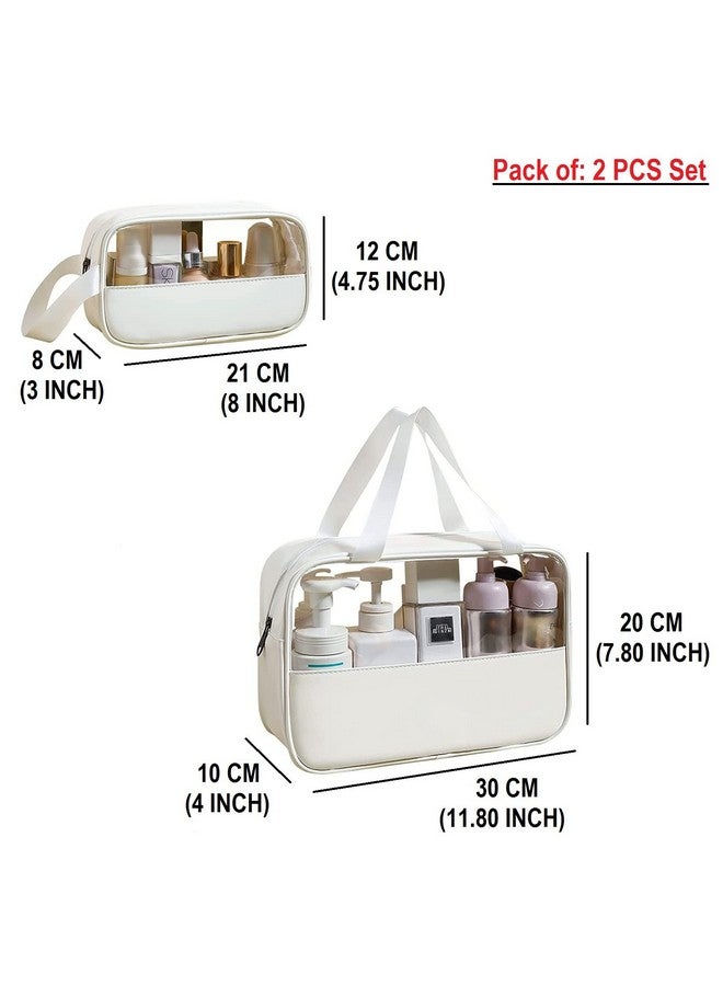 Trendegic Multipurpose Clear PVC Travel Cosmetic Bag Toiletry Makeup Organizer Carry Bag Pouch for Women Girls (White 2PC) - Image 5