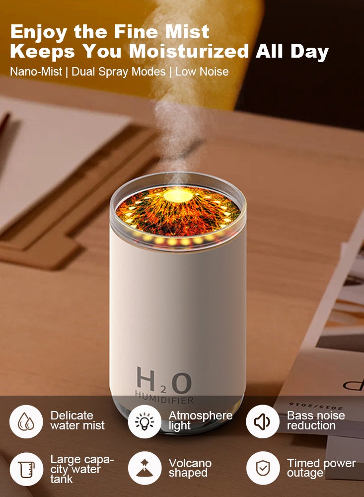 بيرفيي مرطب بالتردد بسعة 250 مل بتصميم شعلة وضوء ليلي وإيقاف تلقائي بالمؤقت، مناسب للغرفة، والنباتات، والمكتب، والمنزل، وغرف الأطفال، والسفر - Image 3