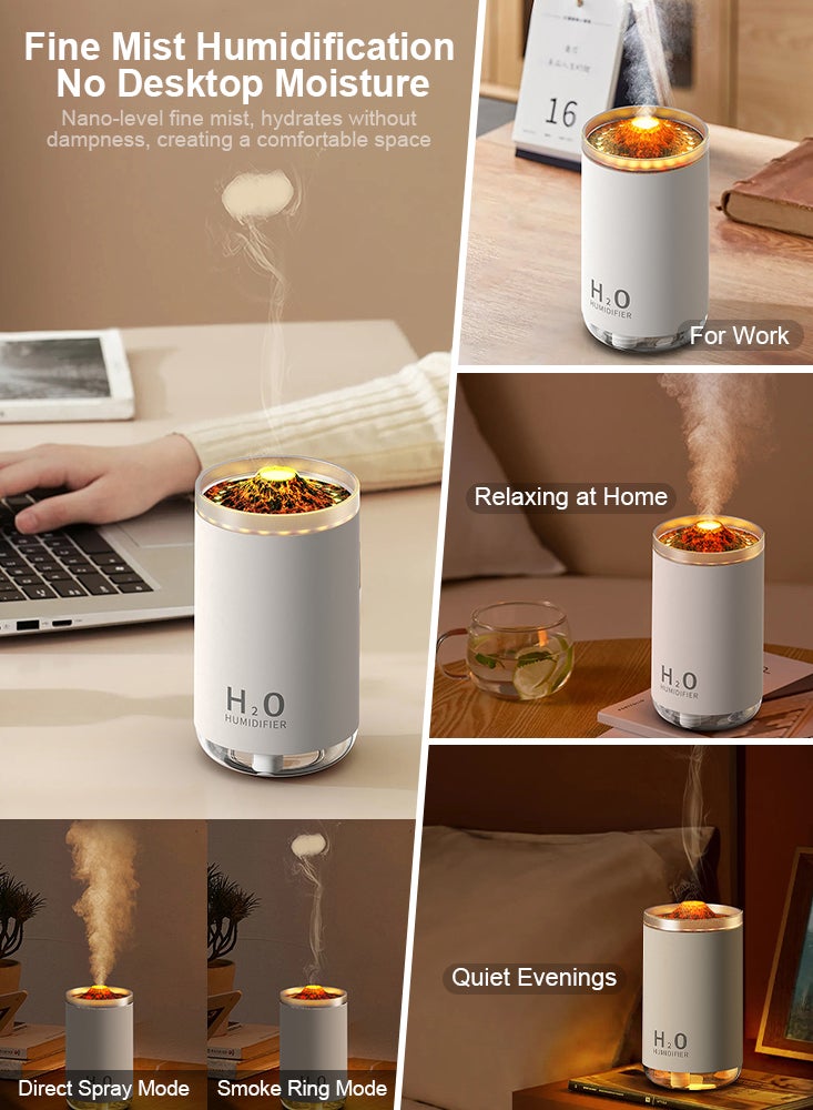 بيرفيي مرطب بالتردد بسعة 250 مل بتصميم شعلة وضوء ليلي وإيقاف تلقائي بالمؤقت، مناسب للغرفة، والنباتات، والمكتب، والمنزل، وغرف الأطفال، والسفر - Image 4