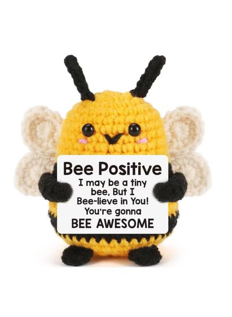 Aura Style Handmade Crochet Bee Plush Toy for Kids & Adults, Motivational Desk Decor Gift, Yellow/Black - Image 1