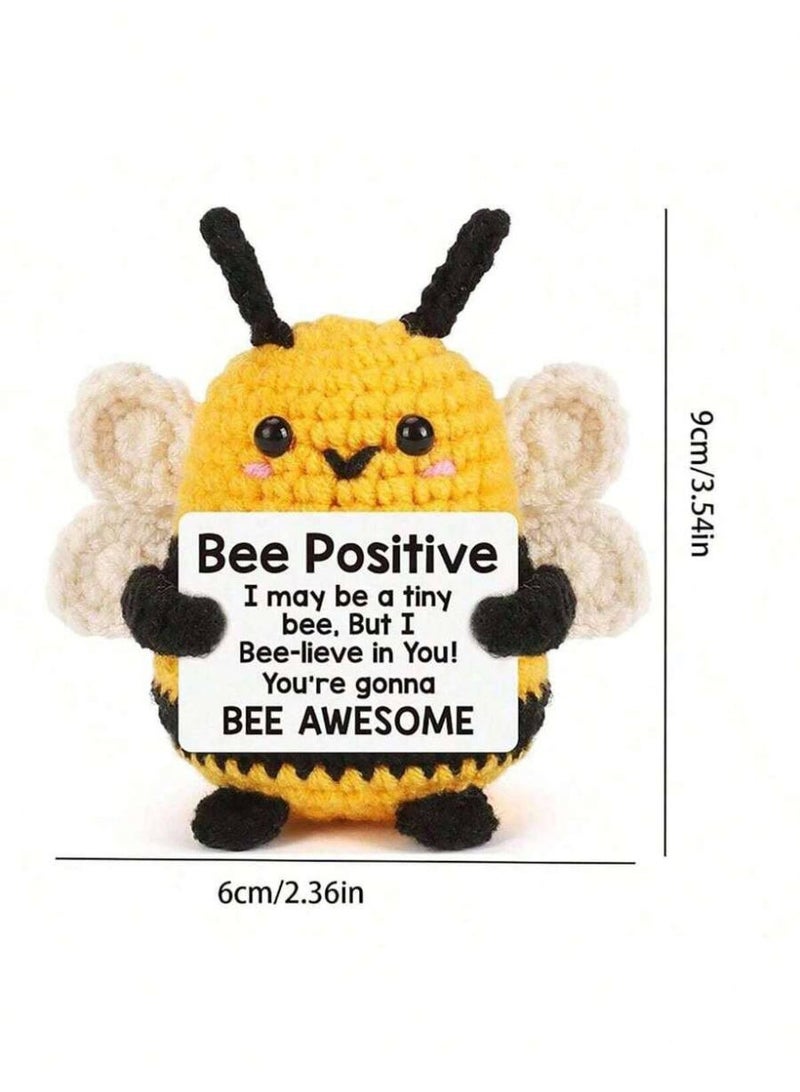 Aura Style Handmade Crochet Bee Plush Toy for Kids & Adults, Motivational Desk Decor Gift, Yellow/Black - Image 2