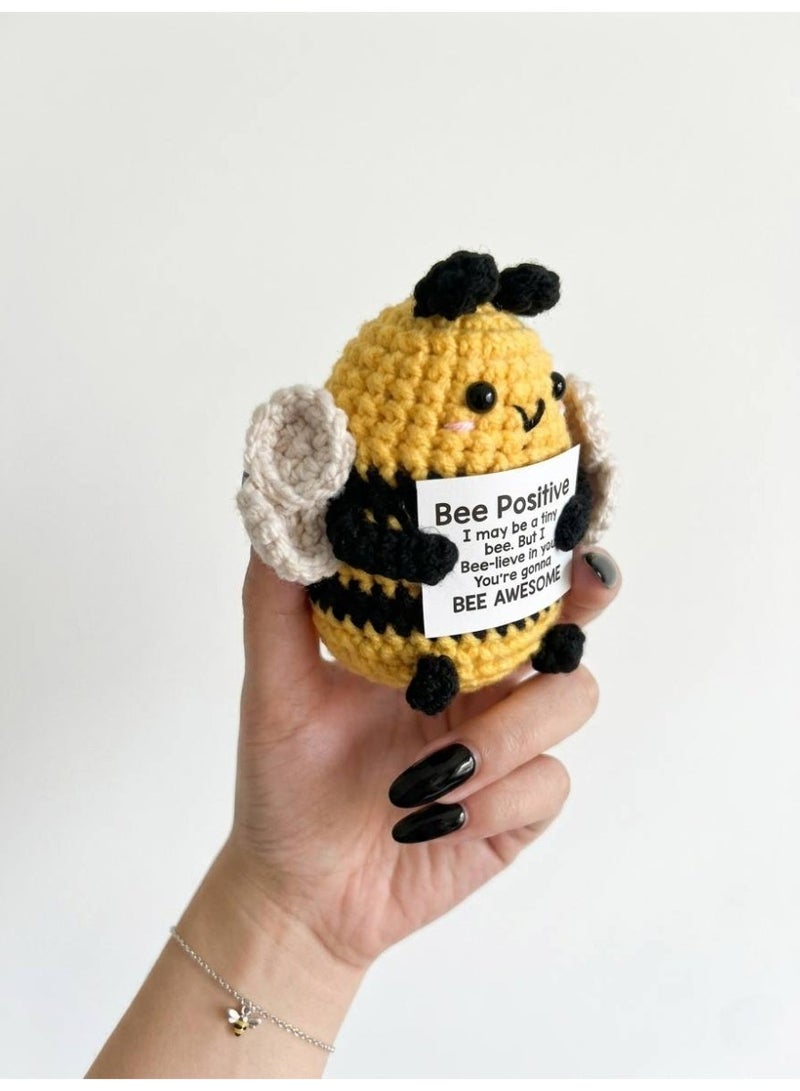 Aura Style Handmade Crochet Bee Plush Toy for Kids & Adults, Motivational Desk Decor Gift, Yellow/Black - Image 4