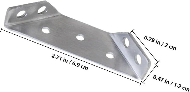 12Pcs Stainless Steel Trapezoid Angle Brackets Silver Corner Braces For Furniture Frame Reinforcement - Image 3