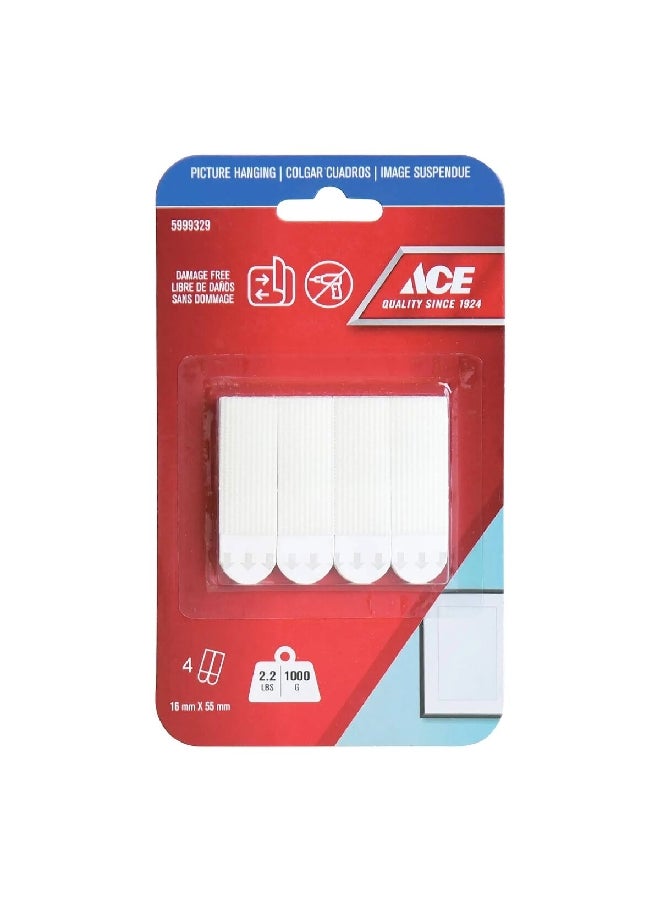 ACE 8-Piece Damage Free Adhesive Picture Hanging Strips White 1.6 x 5.5 cm 5999329 - Image 1