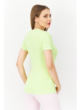 Eddie Bauer Women Round Neck Short Sleeves Plain T-Shirt, Lime Green  - Image 2