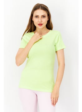 Eddie Bauer Women Round Neck Short Sleeves Plain T-Shirt, Lime Green  - Image 1
