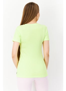 Eddie Bauer Women Round Neck Short Sleeves Plain T-Shirt, Lime Green  - Image 4