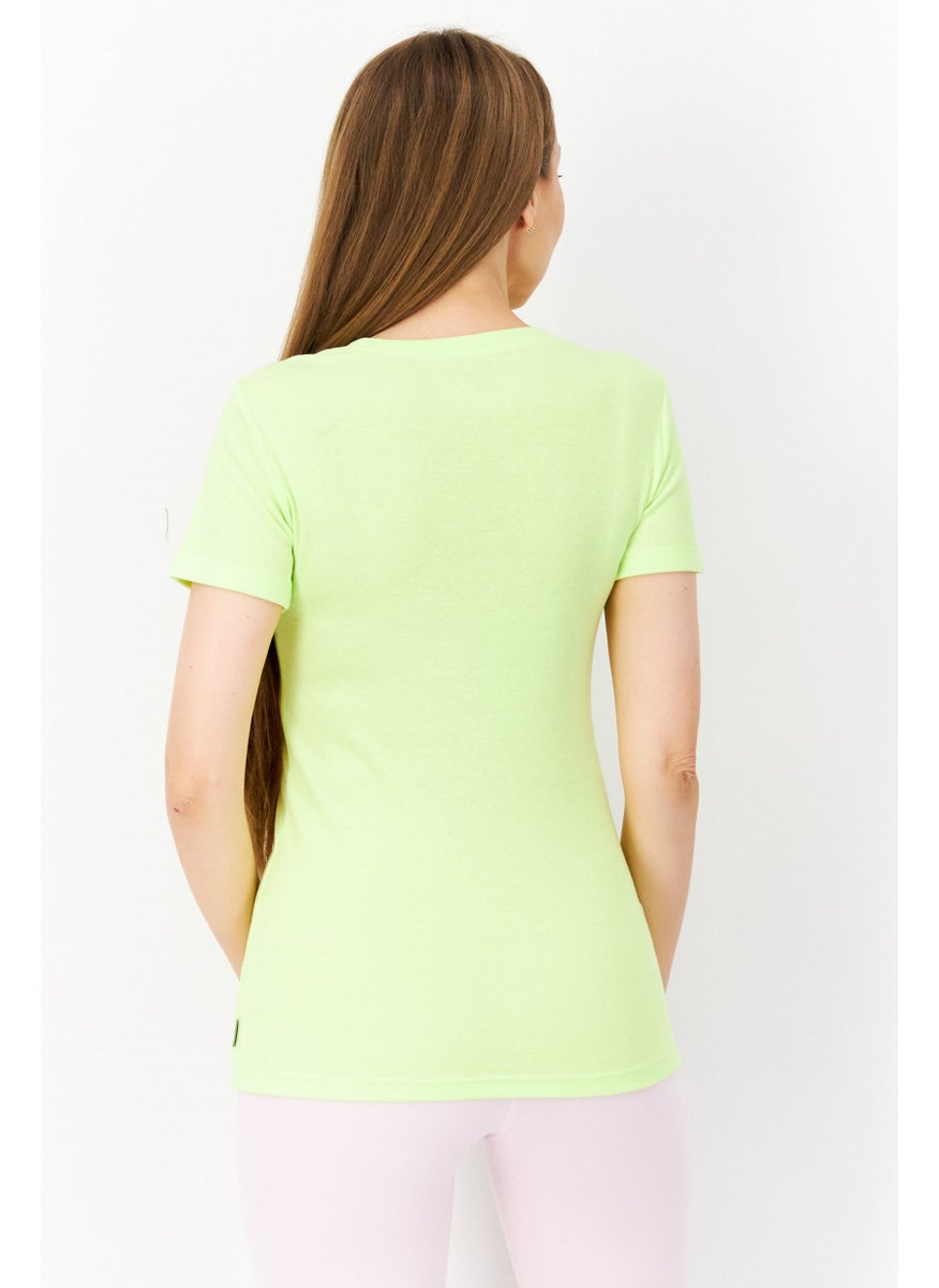 Eddie Bauer - Women Round Neck Short Sleeves Plain T-Shirt, Lime Green - Image 1