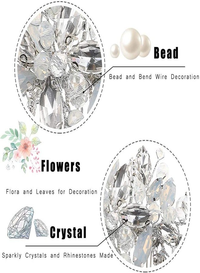 يان مشط شعر زفاف من يان، مرصع بأحجار الراين الفضية وكريستال الأوبال، مشابك شعر عتيقة للعرائس ووصيفاتهن - Image 3