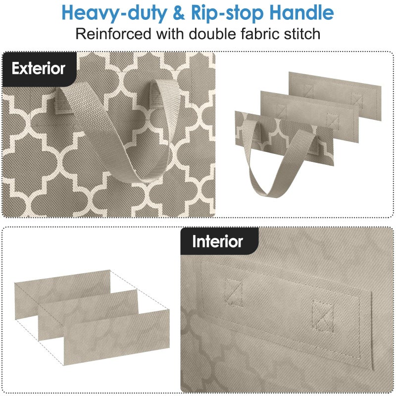 Wiselife Storage Bags 8 Pack/100L Large Blanket Clothes Organization And Storage Containers For Comforters Bedding  Foldable Organizer With Reinforced Handle  Clear Window  Sturdy Zippers Beige - Image 5