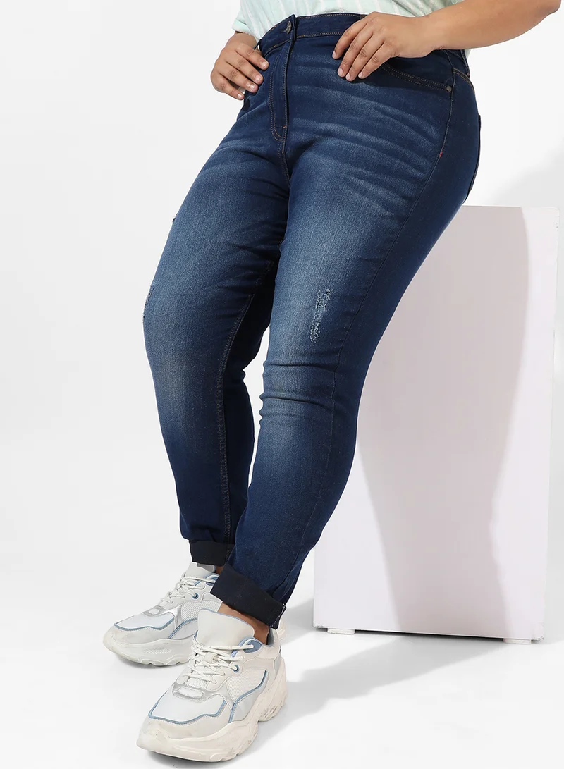 انستافاب بلس جينز نسائي داكن بخصر متوسط