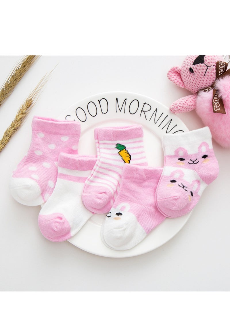 Generic - 5 pairs of baby socks cute cartoon socks sweat-absorbent and breathable cotton socks - Image 1