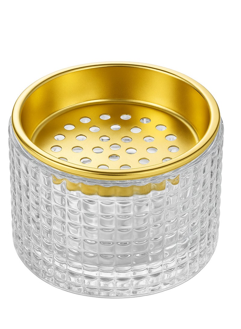SAQOWARE Alsaqer Crystal Glass Bakhoor Burner | Oud burner | Incense Bakhoor Charcoal Burner | Frankincense Burner | Madkhan | Mabkhara | Bakhoor Gold Incense Burner (Clear) - Image 1