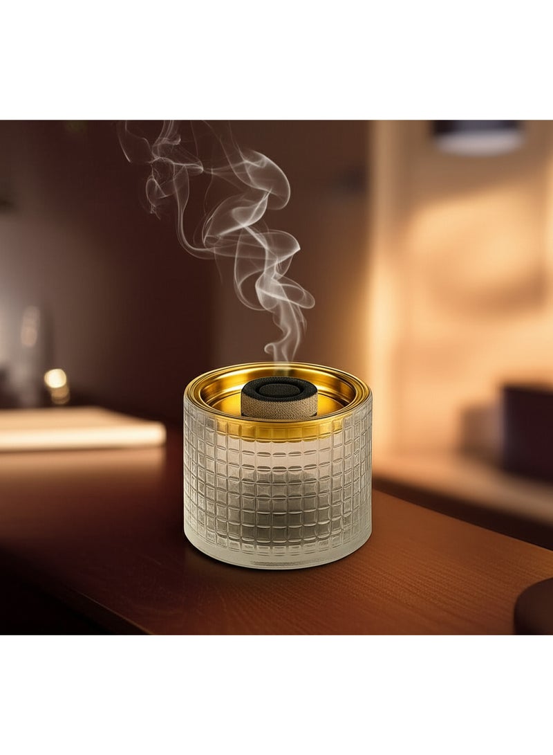 SAQOWARE Alsaqer Crystal Glass Bakhoor Burner | Oud burner | Incense Bakhoor Charcoal Burner | Frankincense Burner | Madkhan | Mabkhara | Bakhoor Gold Incense Burner (Clear) - Image 4