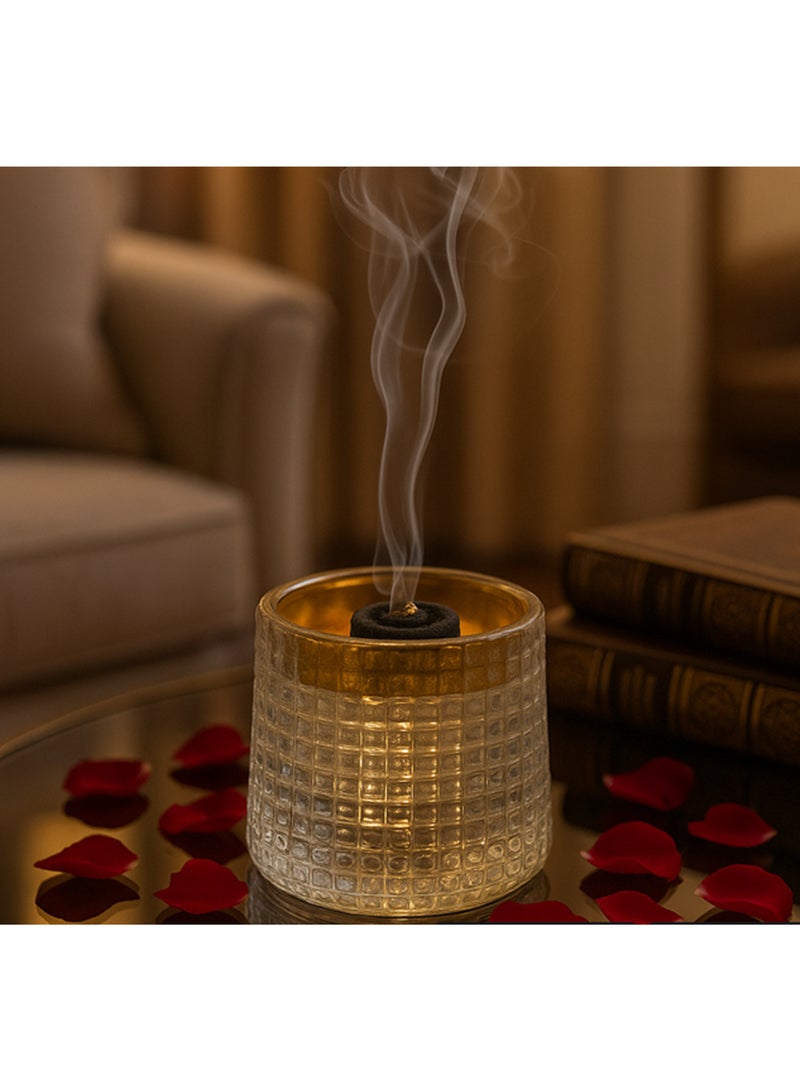 SAQOWARE Alsaqer Crystal Glass Bakhoor Burner | Oud burner | Incense Bakhoor Charcoal Burner | Frankincense Burner | Madkhan | Mabkhara | Bakhoor Gold Incense Burner (Clear) - Image 5