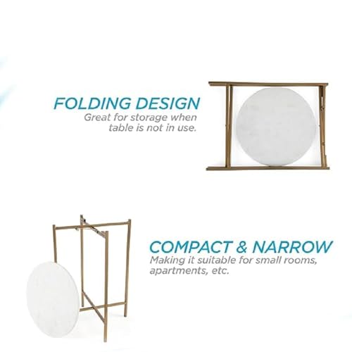 DDS Dream Decor Shoppee DDS 2-Layer Nightstand, Round Table with Marble Design MDF Table Top Round Side End Table Nightstand Small Spaces for Bedroom Hallway Living Room or Bedroom (Golden White) - Image 5