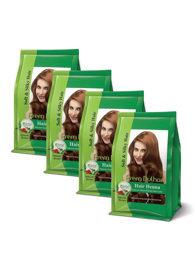 Prem Dulhan Prem Dulhan Hair Henna Natural Henna Based Hair Color |Natural Brown| -125 GRM (Pack of 4) Special Packs  - Image 1