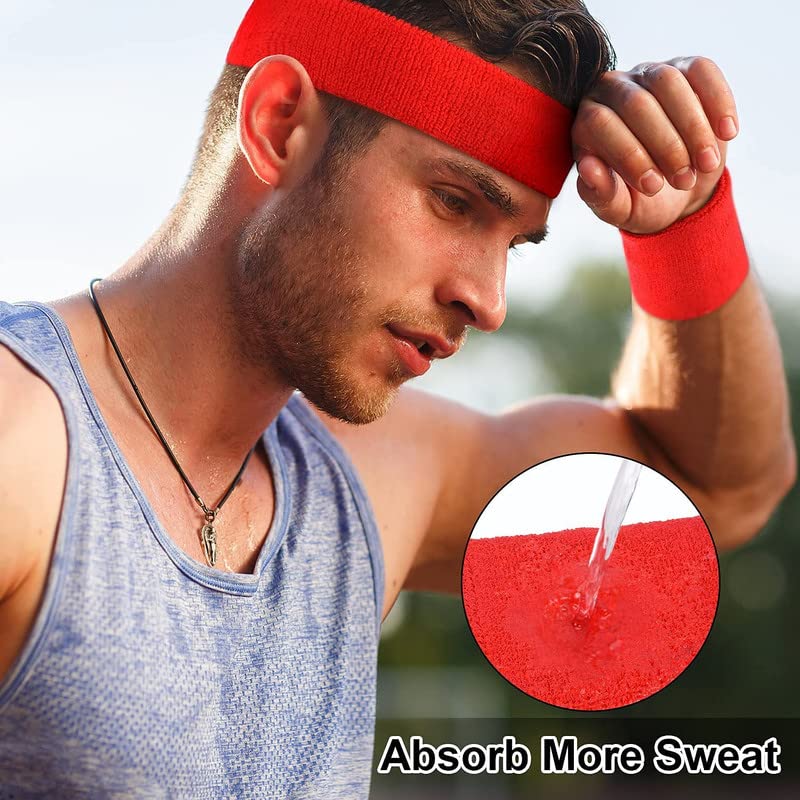 STEFFER رباط رأس ستيفر للرياضة - حزام لياقة بدنية للجنسين (عبوة من 1 باللون الأحمر) ، قطن - Image 5