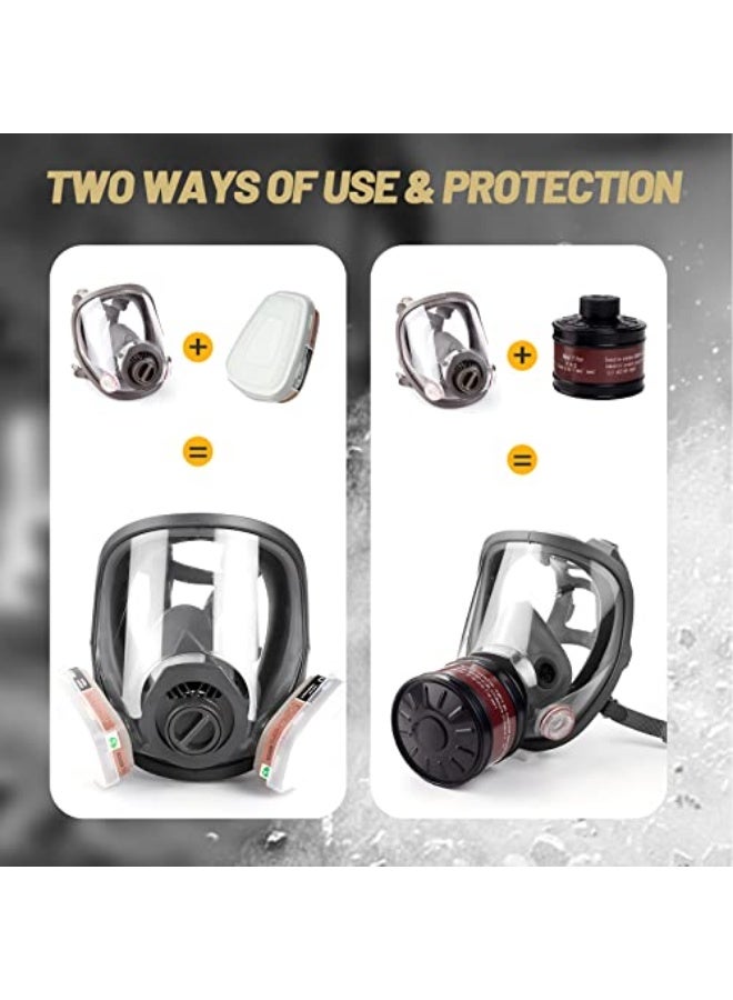 Full Face Gas Mask, Gas Masks Survival Nuclear and Chemical with 40mm Activated Carbon Filter - Image 5