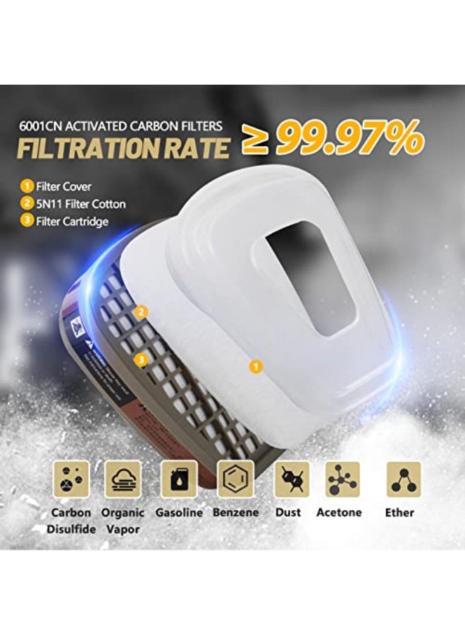 Full Face Gas Mask, Gas Masks Survival Nuclear and Chemical with 40mm Activated Carbon Filter - Image 4