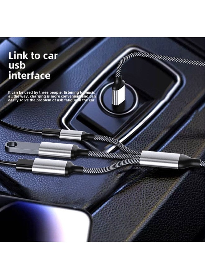 Mobile Phone Expansion Dock Computer Three-in-one Docking Station U Disk Mouse Extension Cable Splitter Usb Multi-port Expander-Color:Type-c To Usb One To Three 60w (grey) - Image 4