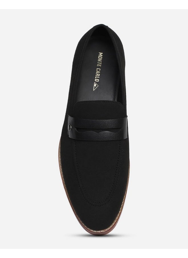 Monte Carlo - Monte Carlo Mens Black Solid Slip on Micro Fiber Penny Loafers (201823FW-1-10) - Image 1