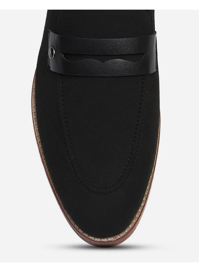 Monte Carlo - Monte Carlo Mens Black Solid Slip on Micro Fiber Penny Loafers (201823FW-1-10) - Image 1