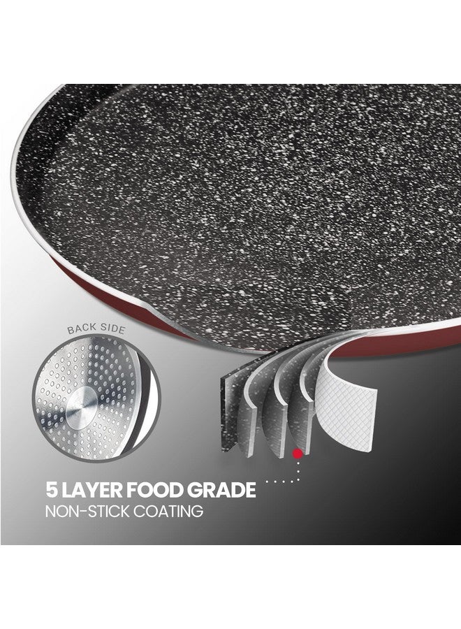 MILTON Pro cook MILTON Pro cook Granito Induction Non-Stick Concave Tawa, 26 cm, Burgundy | 2 Years Warranty  - Image 4