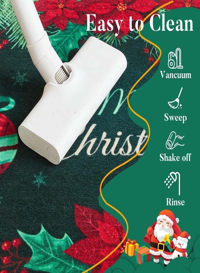 TYUU Christmas Doormat, Outdoor & Indoor Merry Christmas Door Mat Outside Holiday Door Mats for Front Door Entrances, 17"x30", Dark Green - Image 5