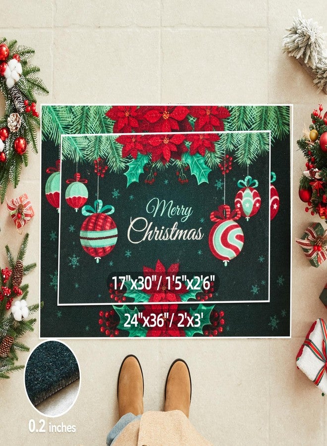 TYUU Christmas Doormat, Outdoor & Indoor Merry Christmas Door Mat Outside Holiday Door Mats for Front Door Entrances, 17"x30", Dark Green - Image 2
