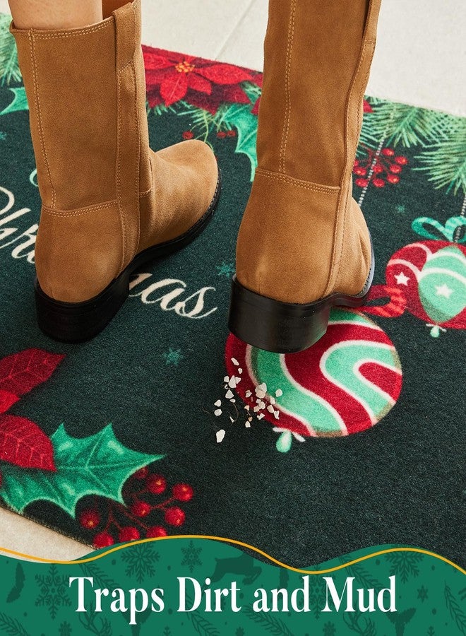 TYUU Christmas Doormat, Outdoor & Indoor Merry Christmas Door Mat Outside Holiday Door Mats for Front Door Entrances, 17"x30", Dark Green - Image 3