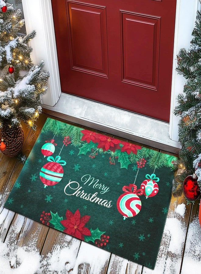 TYUU Christmas Doormat, Outdoor & Indoor Merry Christmas Door Mat Outside Holiday Door Mats for Front Door Entrances, 17"x30", Dark Green - Image 1