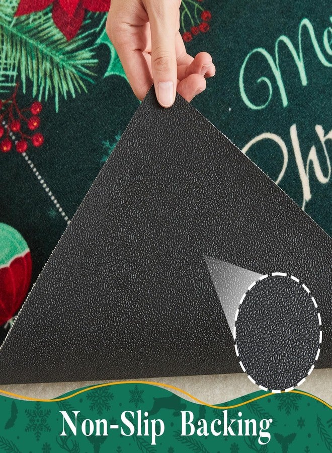 TYUU Christmas Doormat, Outdoor & Indoor Merry Christmas Door Mat Outside Holiday Door Mats for Front Door Entrances, 17"x30", Dark Green - Image 4