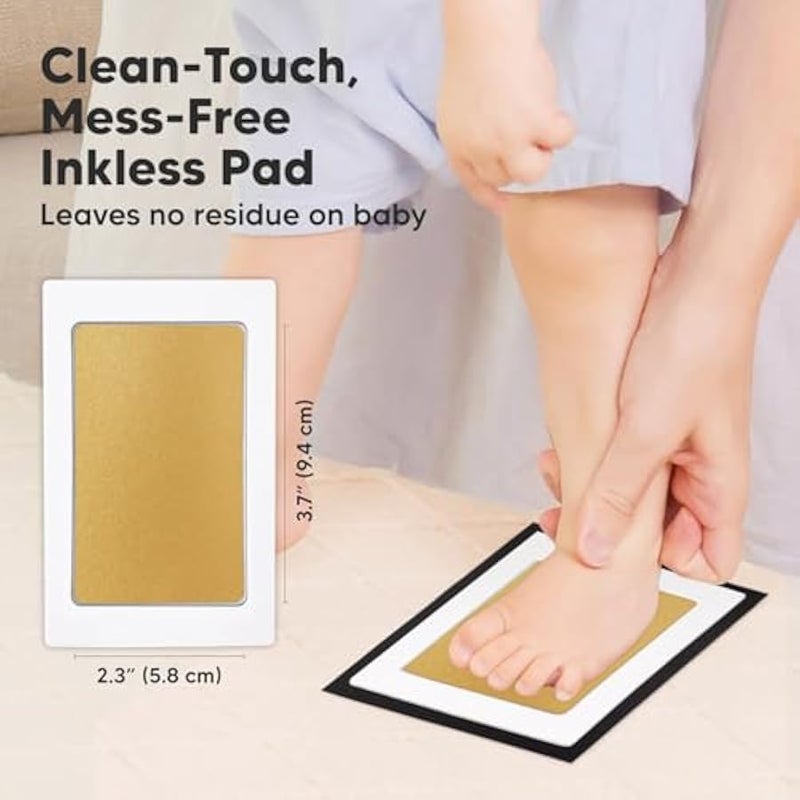 Handprint and Footprint Baby Set - 2pcs Handprint Baby Inkkless Stamp Pad - Baby Footprint Set, Handprint Set - Baby Gift Imprint Set - Paw Imprint Set Dog (Gold) - Image 2