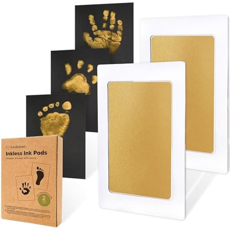 Handprint and Footprint Baby Set - 2pcs Handprint Baby Inkkless Stamp Pad - Baby Footprint Set, Handprint Set - Baby Gift Imprint Set - Paw Imprint Set Dog (Gold) - Image 1