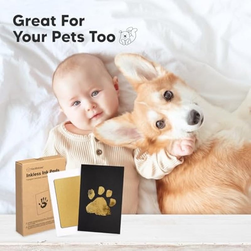 Handprint and Footprint Baby Set - 2pcs Handprint Baby Inkkless Stamp Pad - Baby Footprint Set, Handprint Set - Baby Gift Imprint Set - Paw Imprint Set Dog (Gold) - Image 5