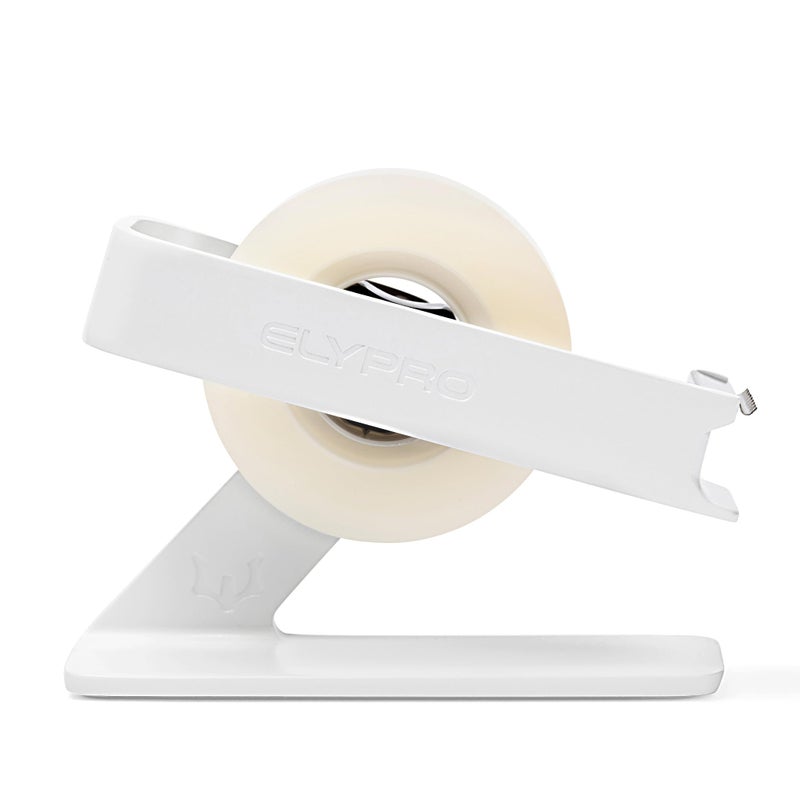 ELYPRO Modern Tape Dispenser for Office Desk - Elegant and Minimalist Design, Heavy Metal Made, Space-Saving, Perfect for Office & Home Use or as a Stylish Gift - Bonus Tape Roll Included (White) - Image 2