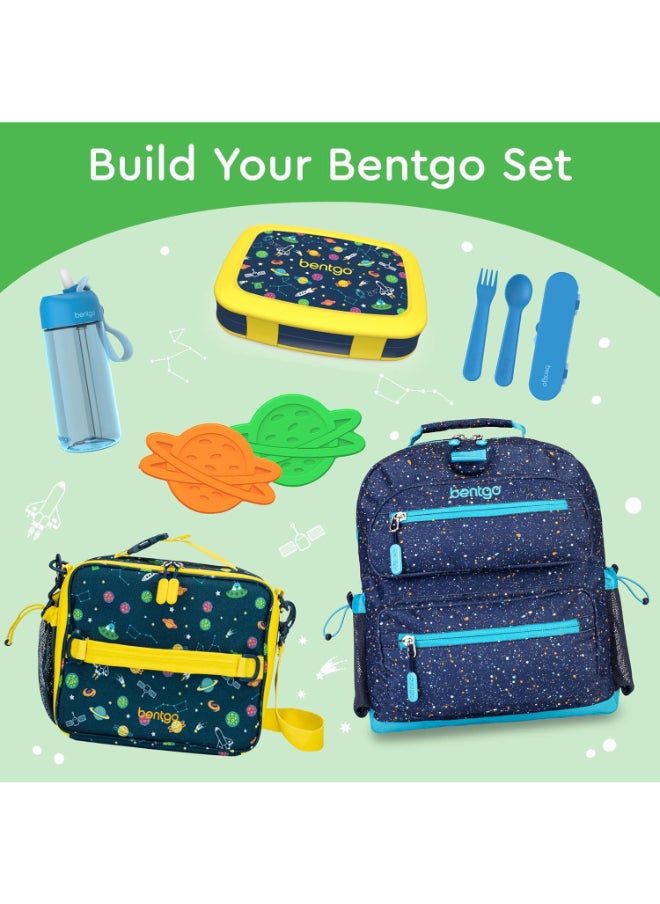 Kids Prints Leak Proof, 5 - Compartment Bento - Style Kids Lunch Box Ideal Portion Sizes For Ages 3 To 7 Bpa - Free, Dishwasher Safe , Food - Safe Materials (Space)