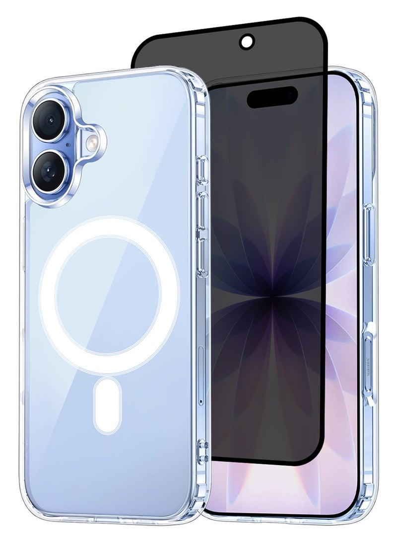 CATANES 2 Packs Magnetic Clear Case for iPhone 17 - One Case One Privacy Screen Protector - MagSafe Compatible Shockproof TPU Drop Protection Slim Transparent Cover - Image 1