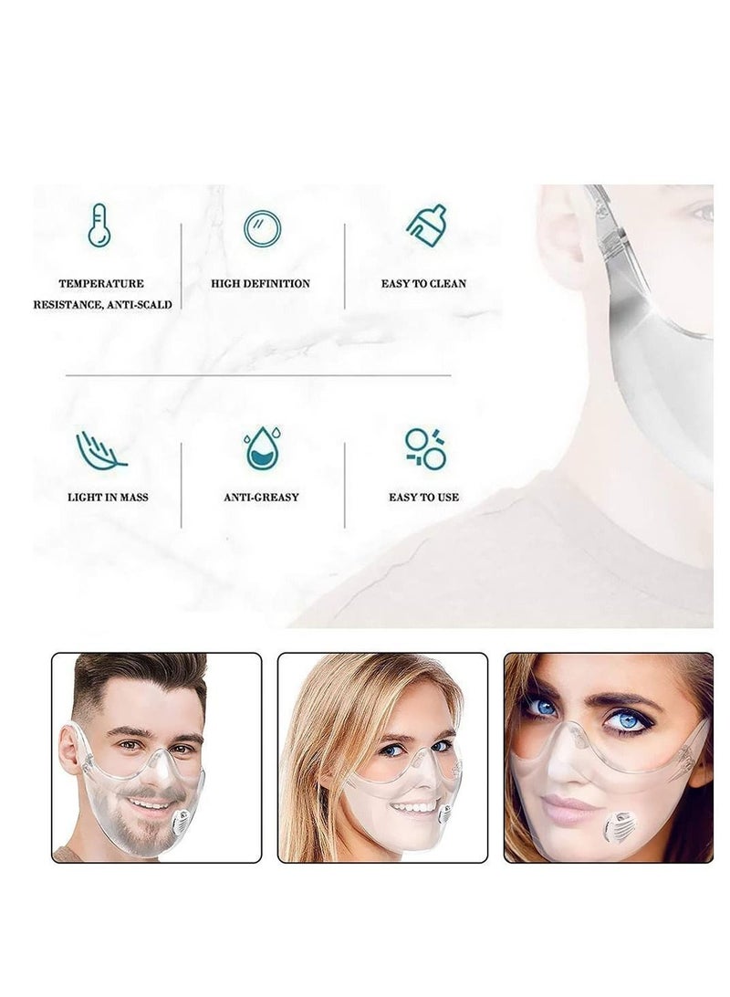 3D Clear Face Mask, Reusable Shield with Breathing Valve, Protect Lipstick Lips Transparent Full Mask Sport Perfect Fit for Washable (2 Pcs) - Image 4