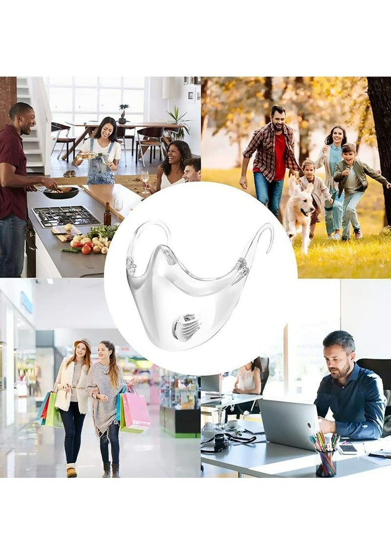 3D Clear Face Mask, Reusable Shield with Breathing Valve, Protect Lipstick Lips Transparent Full Mask Sport Perfect Fit for Washable (2 Pcs) - Image 5