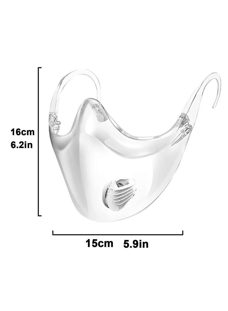 3D Clear Face Mask, Reusable Shield with Breathing Valve, Protect Lipstick Lips Transparent Full Mask Sport Perfect Fit for Washable (2 Pcs) - Image 2