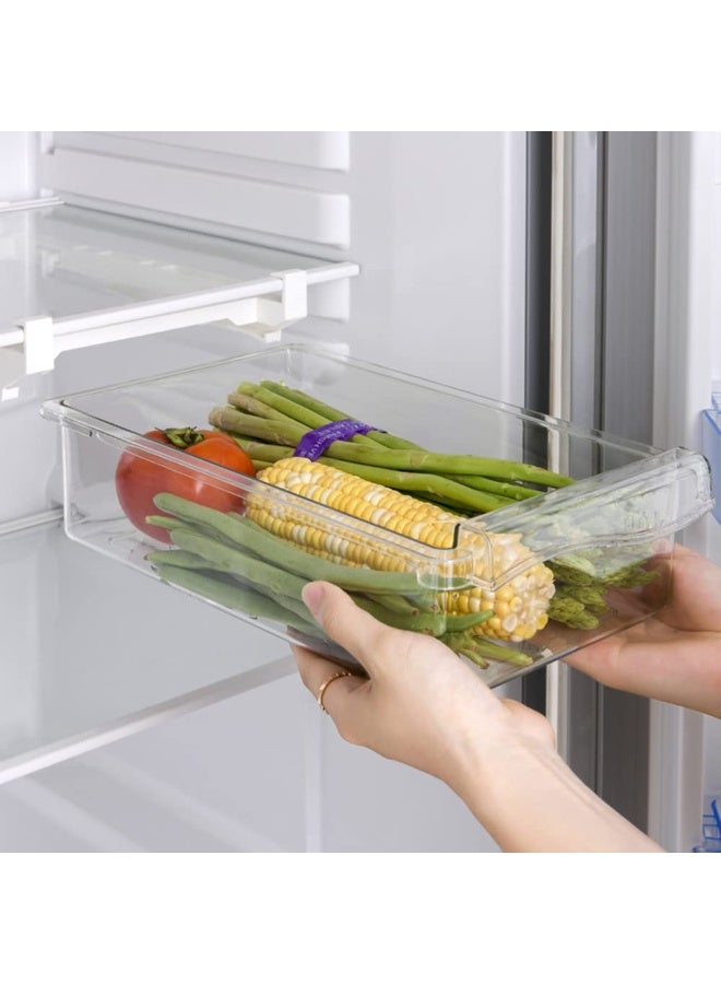 منظّم درج ثلاجة قطعتين، صناديق تنظيم الثلاجة، صندوق تخزين ثلاجة يمكن سحبه بحرية، حاوية شفافة للطعام والمشروبات (درجين) - Image 2
